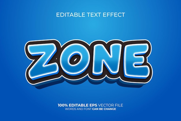 Estilo de efecto de texto vectorial editable de la zona azul 3D