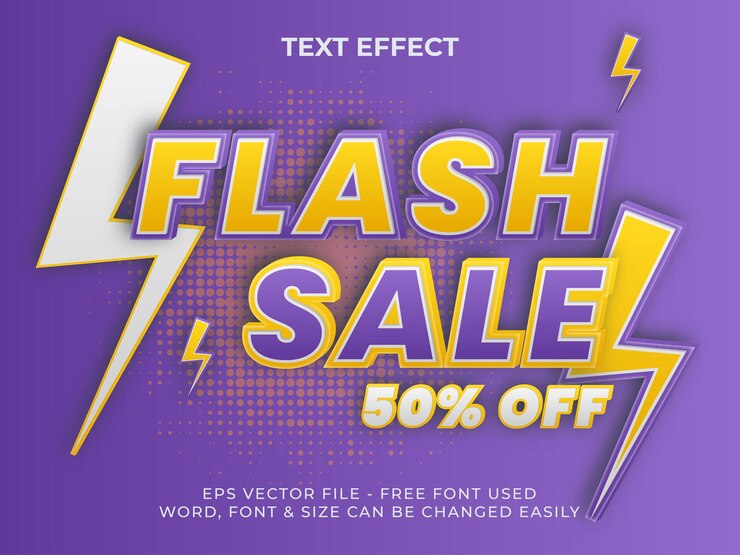 Vector estilo de efecto de texto de venta flash ilustración de vector de efecto de texto editable