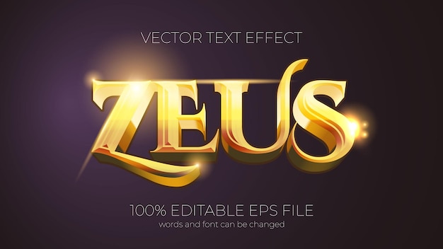 Estilo de efecto de texto Zeus Efecto de texto editable EPS