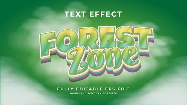 Vector estilo de efecto de texto de zona forestal