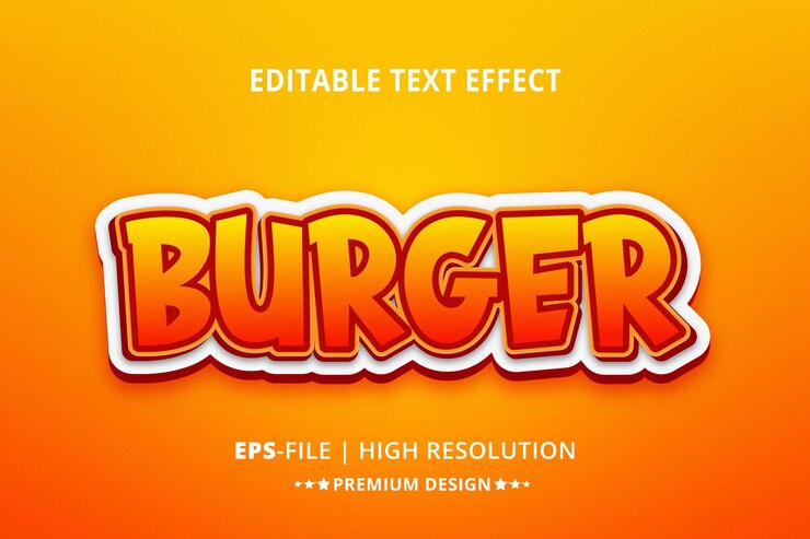 Vector estilo de efectos de texto editable 3d de hamburguesa creativa