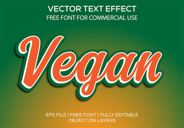 Vector estilo de efectos de texto editable vector 3d vegano creativo