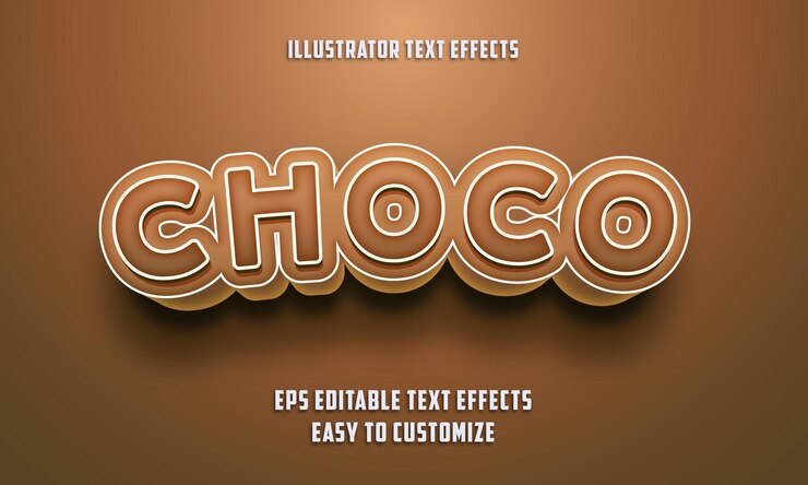 Vector estilo de efectos de texto editables de color marrón choco
