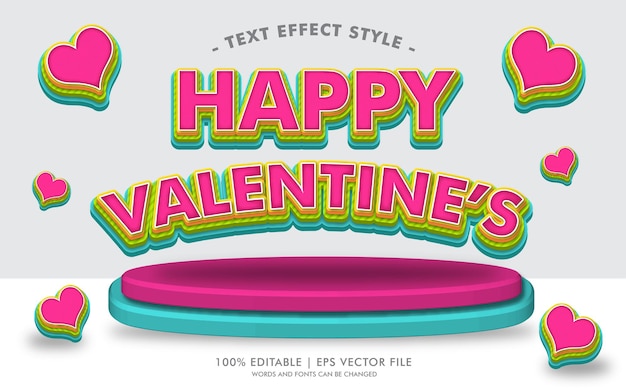 Estilo de efectos de texto de feliz san valentín