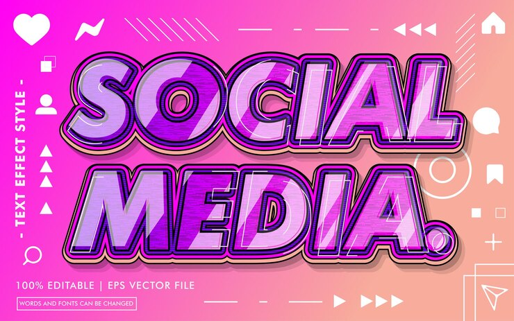 Vector estilo de efectos de texto de las redes sociales