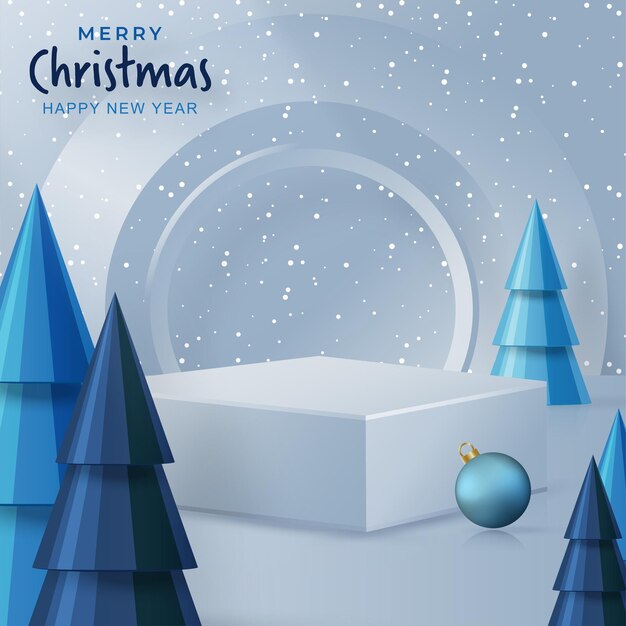 Estilo de escenario redondo de podio 3d para Feliz Navidad y feliz año nuevo