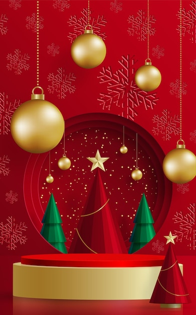 Estilo de escenario redondo de podio 3d para Feliz Navidad y feliz año nuevo