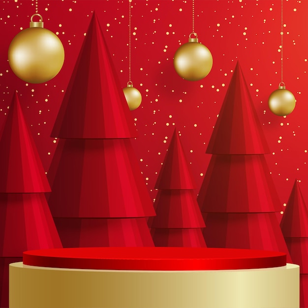 Estilo de escenario redondo de podio 3d para Feliz Navidad y feliz año nuevo