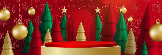 Estilo de escenario redondo de podio 3d para Feliz Navidad y feliz año nuevo