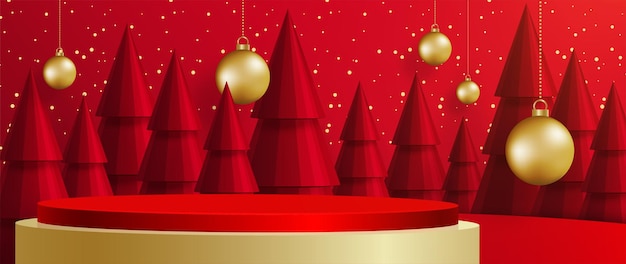 Estilo de escenario redondo de podio 3d para Feliz Navidad y feliz año nuevo