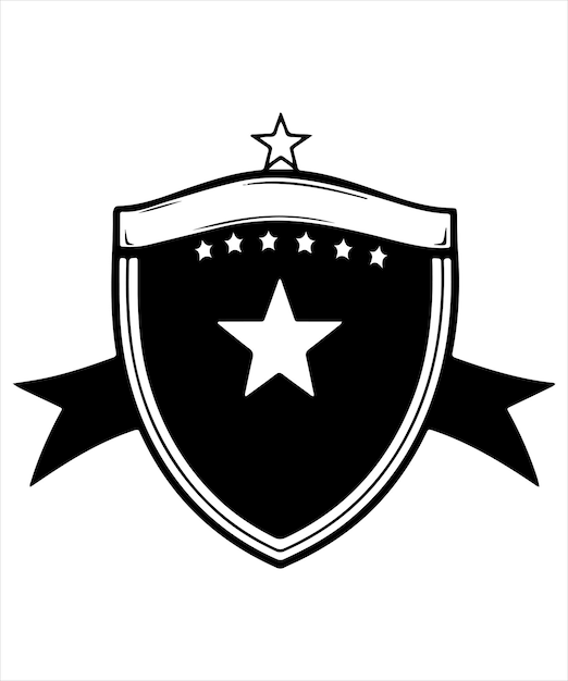 Estilo Escudo Negro con cinta y emblema de estrella
