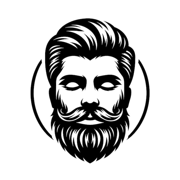 Estilo esculpido Un sofisticado emblema de barba monocromático