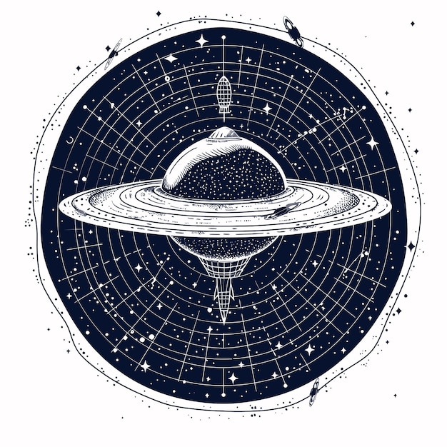 Vector estilo_espacio_buque_constelación_astrología_radar