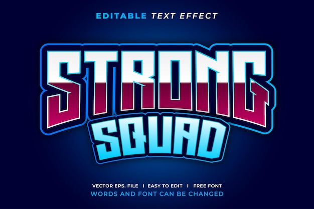 Estilo de esports de escuadrón de jugador de efecto de texto editable