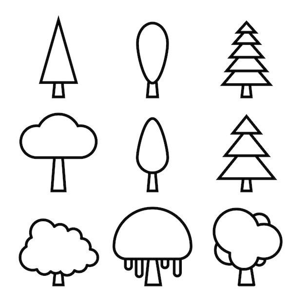 estilo de esquema de diseño de icono de árbol