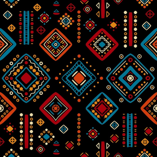 Estilo étnico sin costuras en estilo nativo patrón vectorial con geometría tribal africana