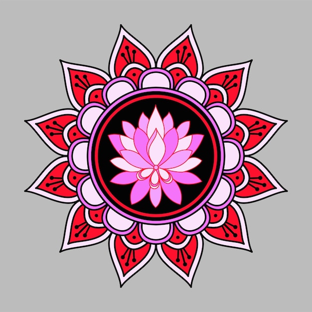 Vector estilo étnico decorativo de flor de loto diseño de mandala para colorear portada de libro