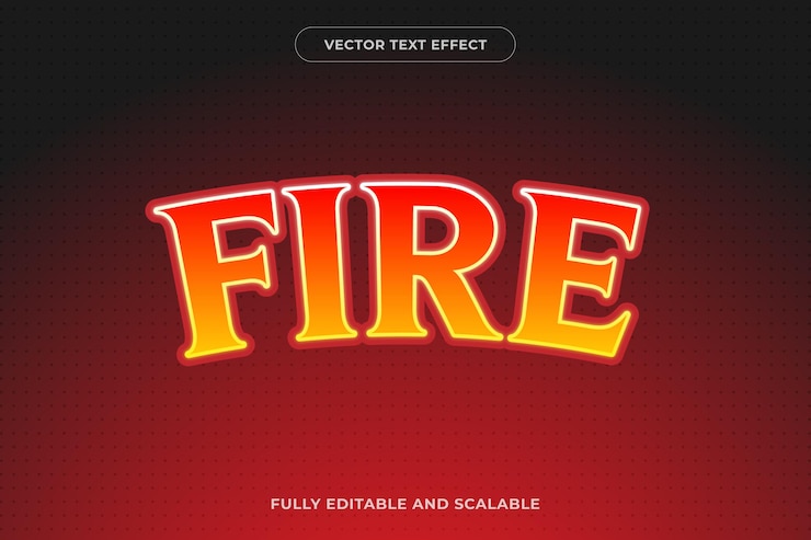 Vector estilo de fuego de efecto de texto editable