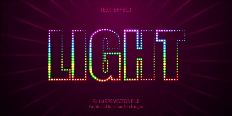 Vector estilo de fuente editable colorido y futurista luz