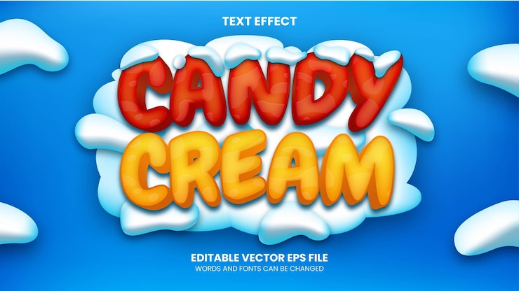 Vector estilo de fuente editable efecto de texto crema de caramelo
