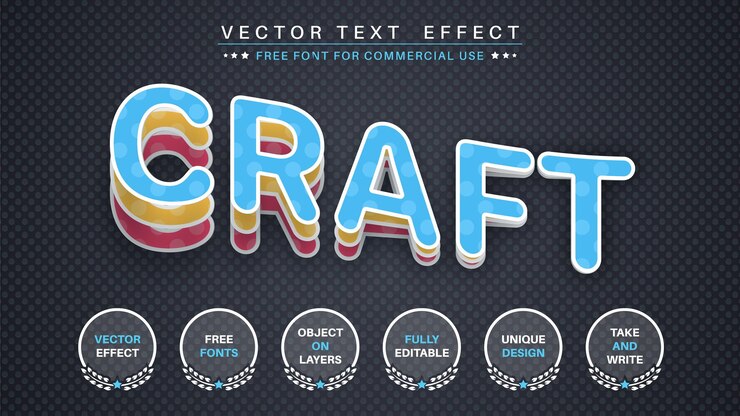Vector estilo de fuente editable de efecto de texto de edición artesanal