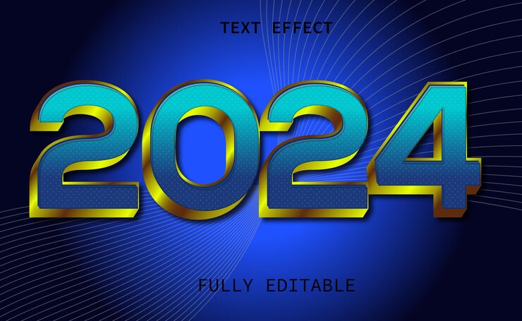 Vector estilo de fuente de efecto de texto 3d editable 2024