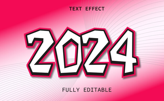 Estilo de fuente de efecto de texto 3D editable 2024