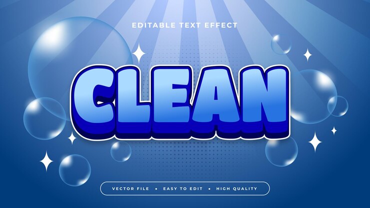 Vector estilo de fuente de efecto de texto 3d editable azul y blanco limpio