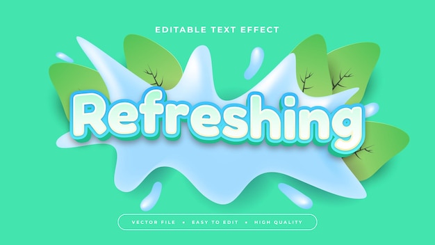 Estilo de fuente de efecto de texto 3D editable azul blanco y verde refrescante