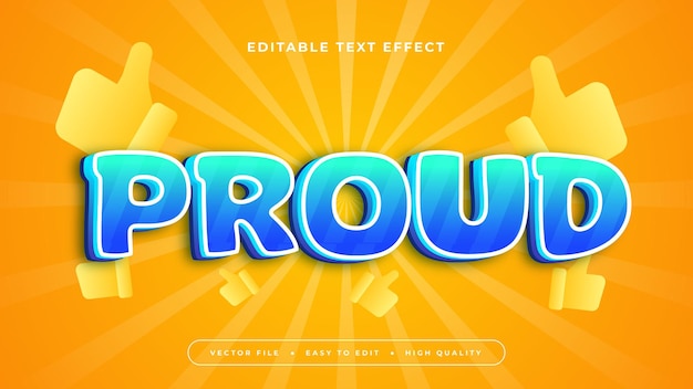 Estilo de fuente de efecto de texto 3D editable azul naranja y amarillo orgulloso