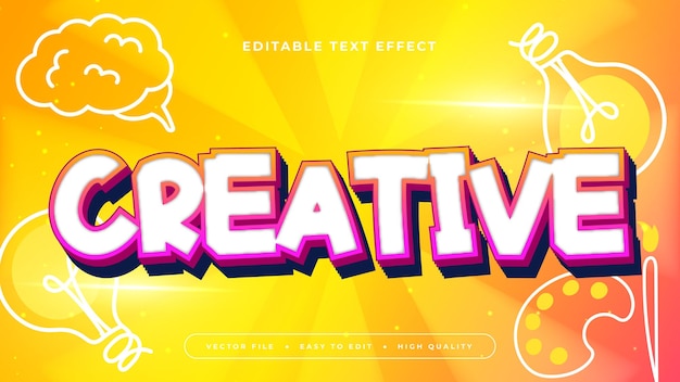 Estilo de fuente de efecto de texto 3D editable creativo y colorido