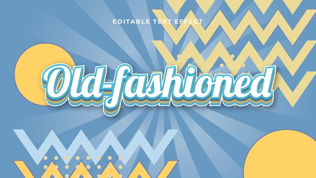 Estilo de fuente de efecto de texto 3D editable de estilo antiguo amarillo azul y blanco