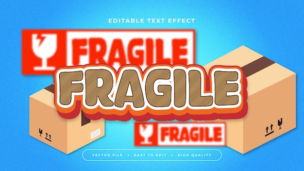 Estilo de fuente de efecto de texto 3D editable frágil marrón rojo y azul