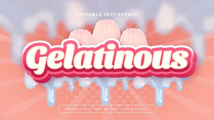 Vector estilo de fuente de efecto de texto 3d editable gelatinoide rosa azul y blanco