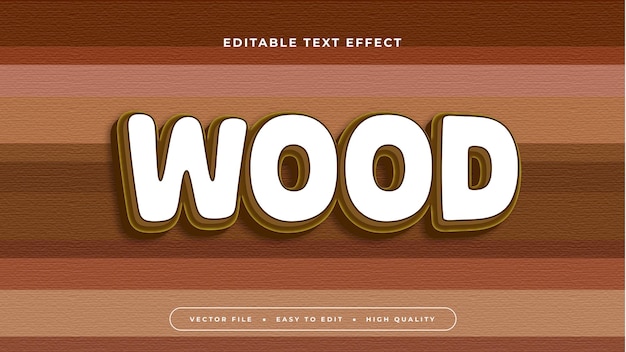 Estilo de fuente de efecto de texto 3D editable de madera marrón y blanca