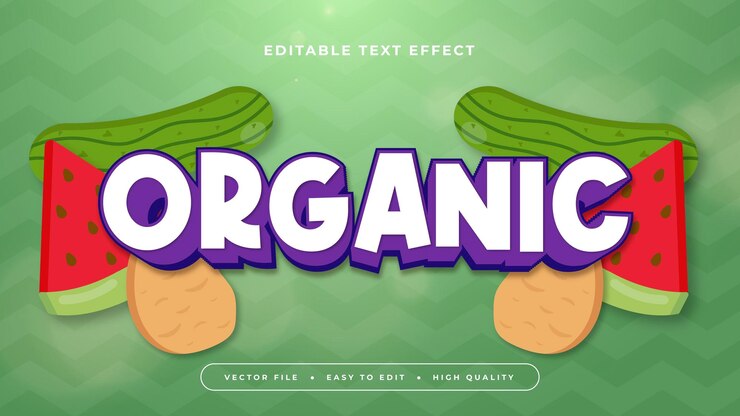 Vector estilo de fuente de efecto de texto 3d editable orgánico colorido