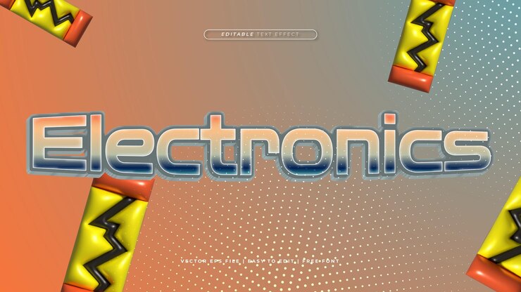 Vector estilo de fuente de efecto de texto 3d electrónico editable de colores