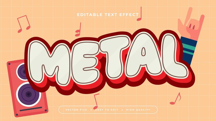 Vector estilo de fuente de efecto de texto 3d de metal rojo blanco y beige editable