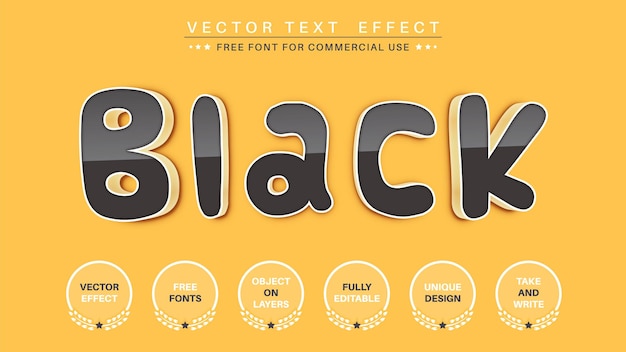 estilo de fuente de efecto de texto de edición de cómic negro