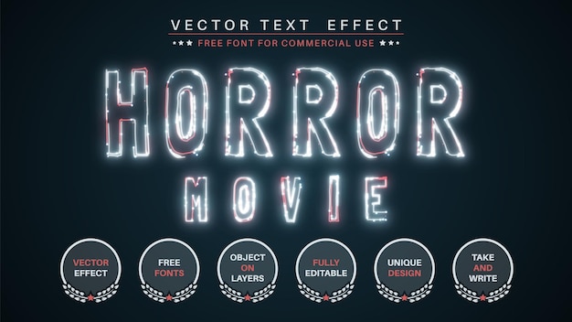 Estilo de fuente de efecto de texto de edición de película de terror