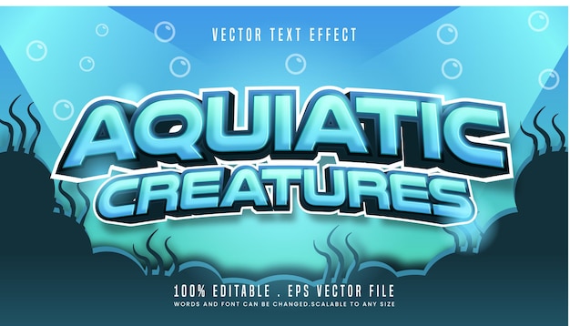 Estilo de fuente de efecto de texto editable 3d acuático