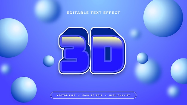 Estilo de fuente de efecto de texto editable en 3D azul y blanco