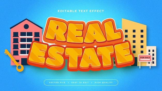 Estilo de fuente de efecto de texto editable 3D de bienes raíces coloridos
