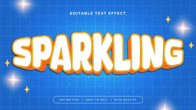 Estilo de fuente de efecto de texto editable 3D brillante naranja blanco y azul
