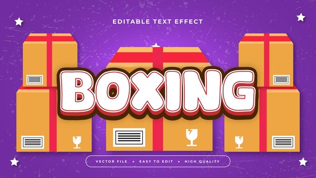 Estilo de fuente de efecto de texto editable en 3D en caja naranja blanca y púrpura violeta