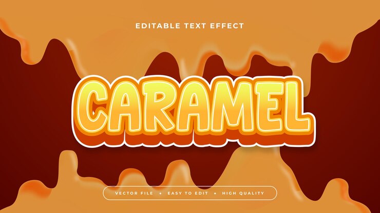 Vector estilo de fuente de efecto de texto editable en 3d de caramelo marrón naranja y amarillo