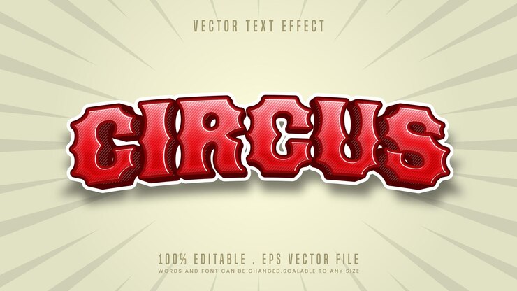 Vector estilo de fuente de efecto de texto editable 3d de circo
