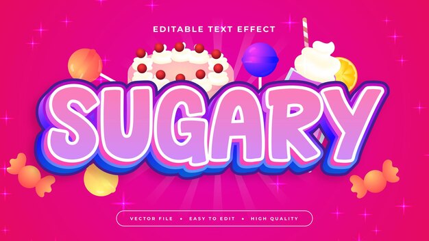 Estilo de fuente de efecto de texto editable en 3D colorido y azucarado