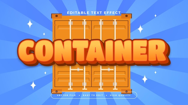 Estilo de fuente de efecto de texto editable en 3D de contenedor azul naranja y blanco