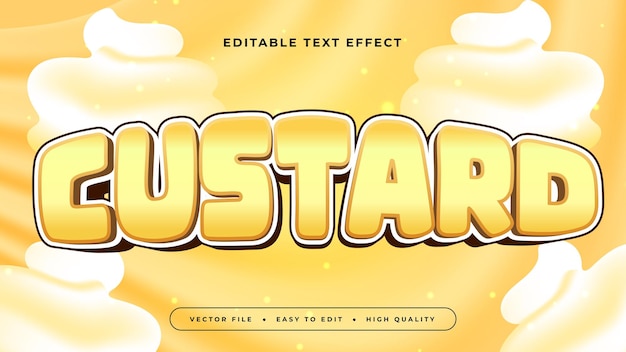 Estilo de fuente de efecto de texto editable en 3D de crema amarilla y blanca